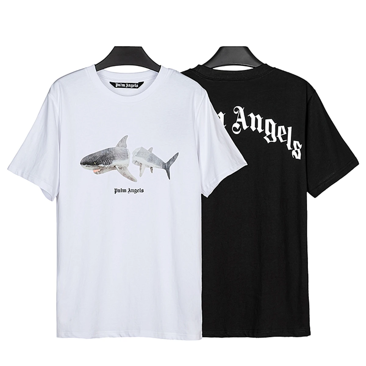 

Palm Angels Cotton Top 22SS Broken Head Shark Classic Printed Loose T shirt Short Sleeve Men and Women T-shirt