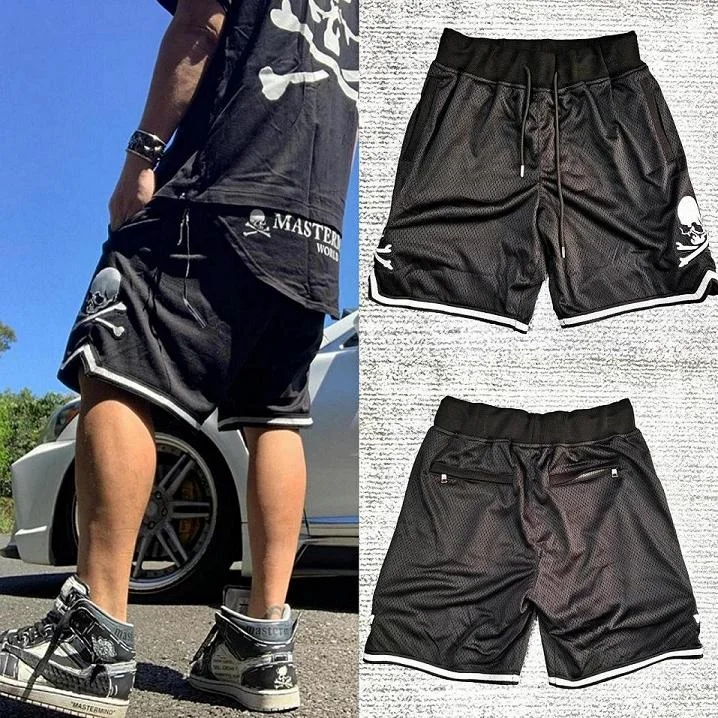 

23SS skeleton embroidery skull Mastermind shorts baggy jeans summer MMJ pants demon slayer hippie DK664