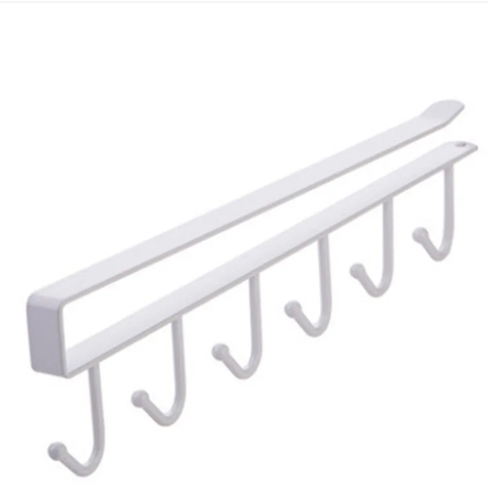 

Hanger Storage Rack Traceless Under Cabinet Wardrobe 6 Hook Cup Organizer Disassemble Durable Easy Installation