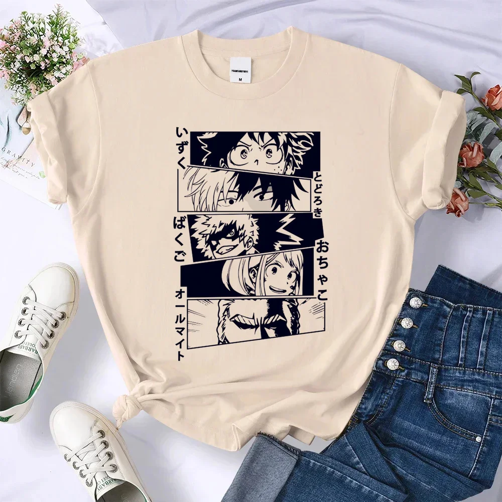 Deku Bakugou Katsuki Todoroki Аниме Топ Женская мягкая ткань Повседневная одежда футболка