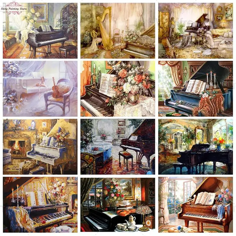 

5D алмазная живопись «сделай сам», пейзаж пианино, полная квадратная вышивка, алмазная вышивка, Набор для вышивки крестиком