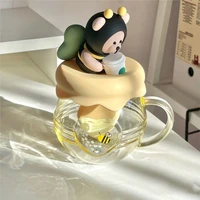 cartoon glass bee bear love tealeak gasstea separation cup belt handle gift cup lovely childrens cup