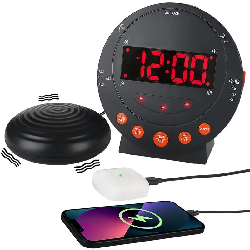

Dual Extra Loud Alarm Clock Vibrating Alarm Clock With Bed Shaker Alert Vibrating Alarm Clock Heavy Sleepers Battery Backup Wake