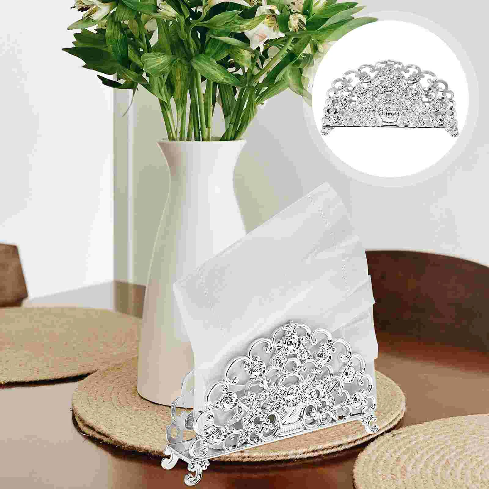 

Napkin Holder Tissue Towel Paper Dispenser Rack Stand Farmhouse Tray Table Freestanding Guest Metal Kitchen Leaf Pattern