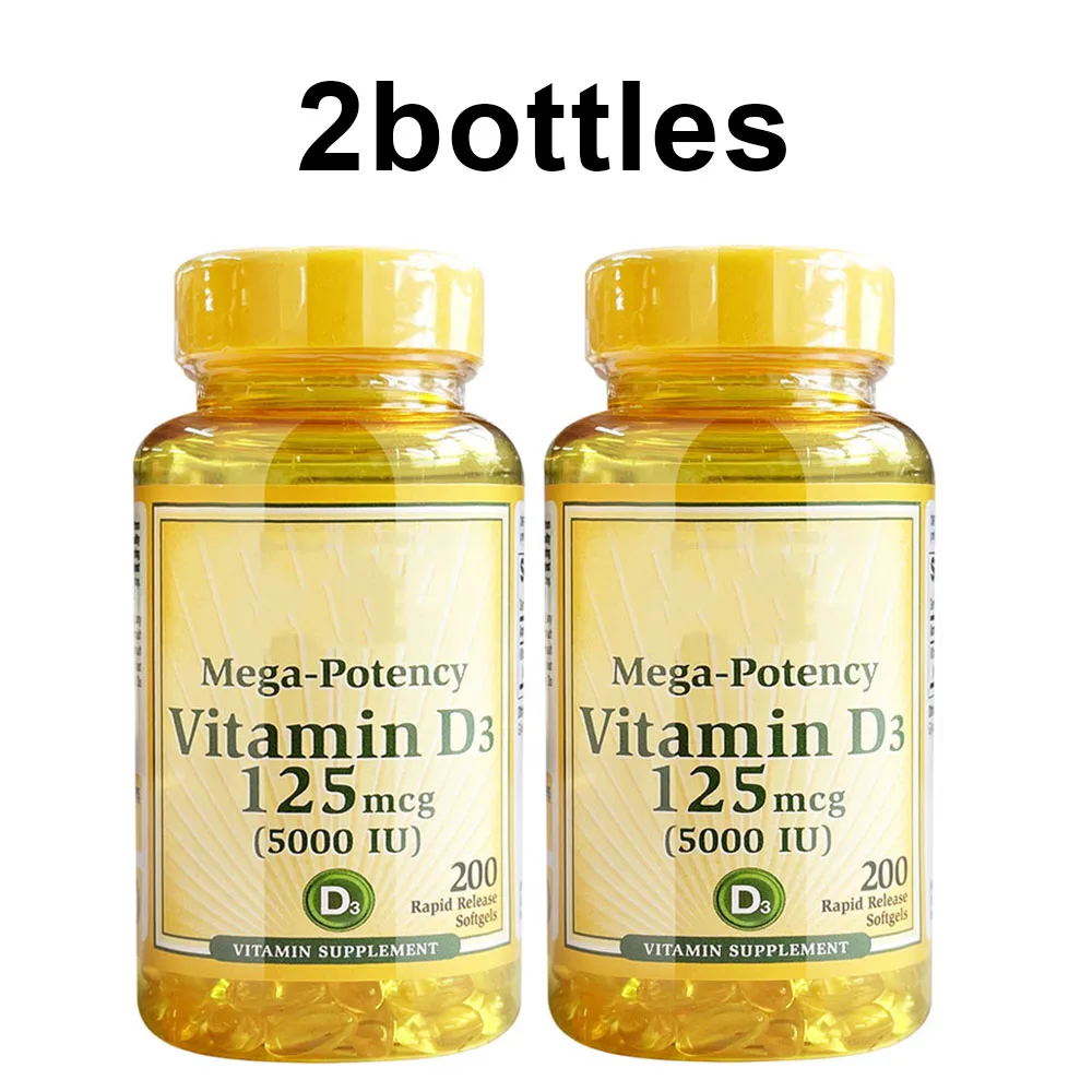 

2bottles Pride Vitamin D3 5000 IU Supports healthier younger-looking skin immune & muscle bone health 200caps/bottle