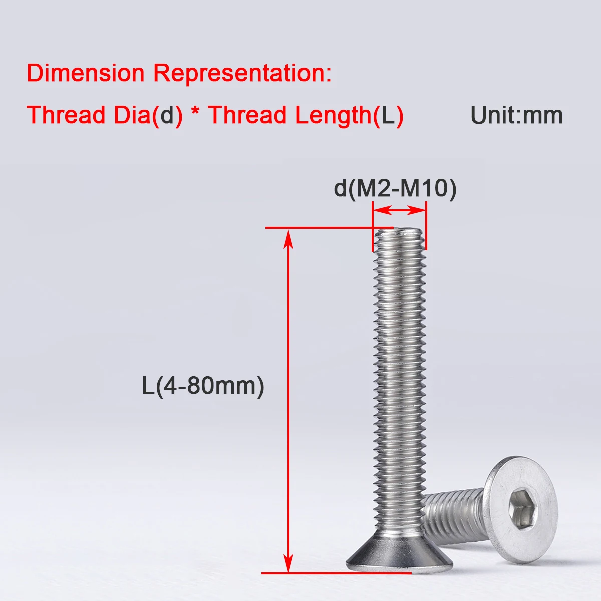 

316 Stainless Steel Countersunk Head Hexagon Socket Screw Bolt M6M8M10