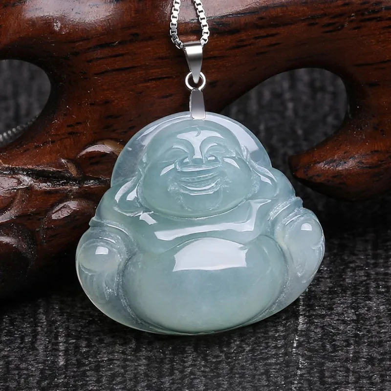 Натуральный полностью зеленый Подвеска Будды из нефрита и ледяного с