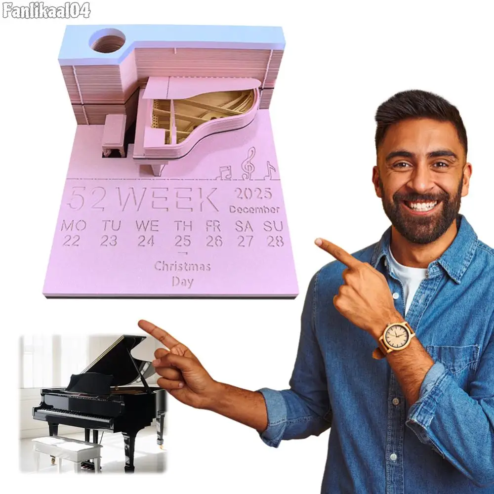Настольный календарь на фортепиано 2025 год 3D резьба по бумаге художественный
