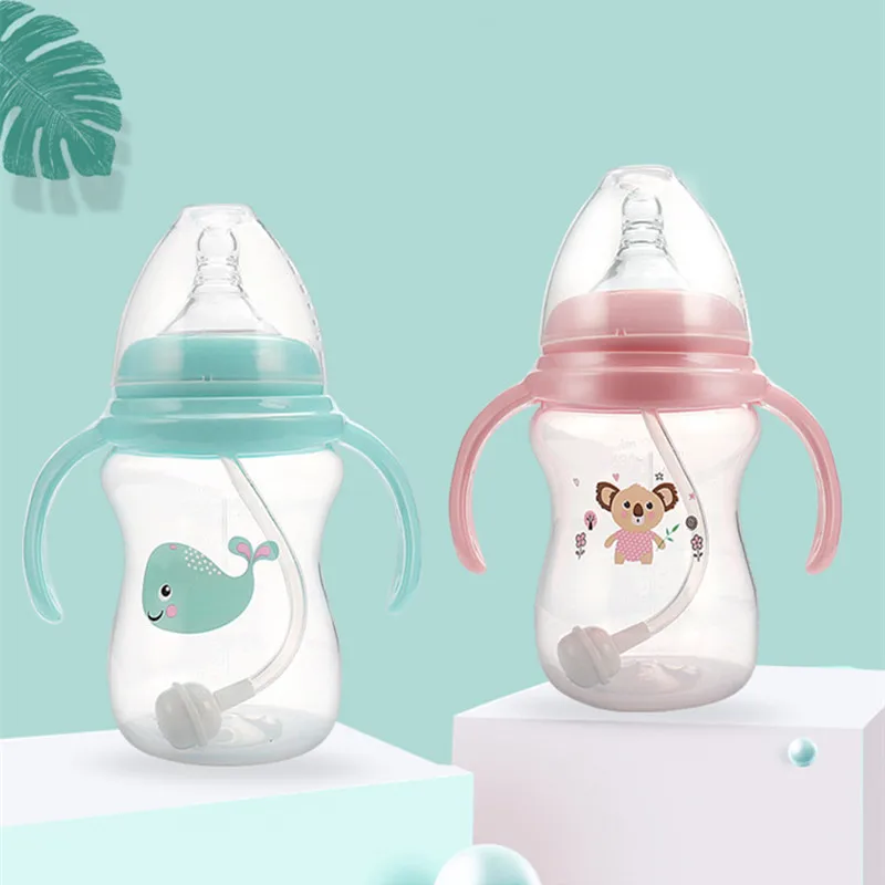 

240ml 180ml PPSU Baby Feeding Bottle Portable Double Handle Drop-proof Wide-caliber Baby Milk Bottle for Newborn Infant BPA Free