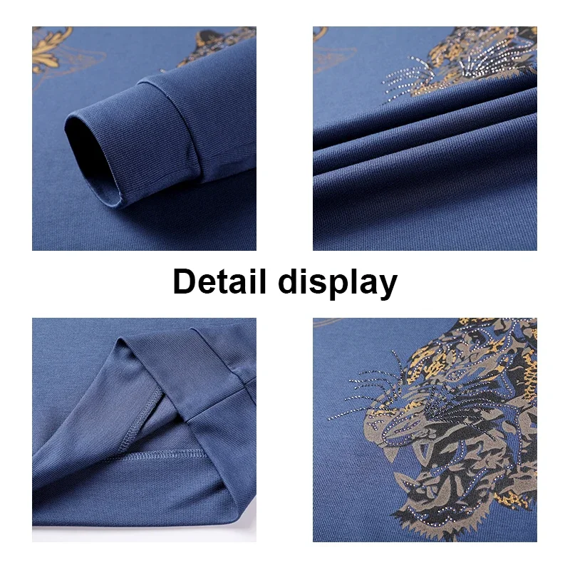 Мужской весенний свитер с принтом головы тигра и круглым вырезом