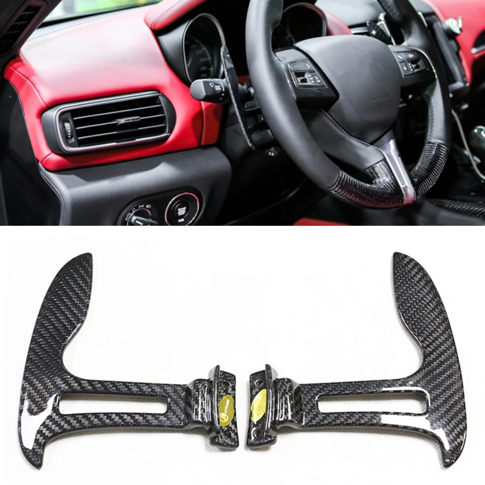 

For Maserati Ghibli Quattroporte VI Levante 2013-2021 Carbon Fiber Car Steering Wheel Shift Paddle Shifter Extension Replacement