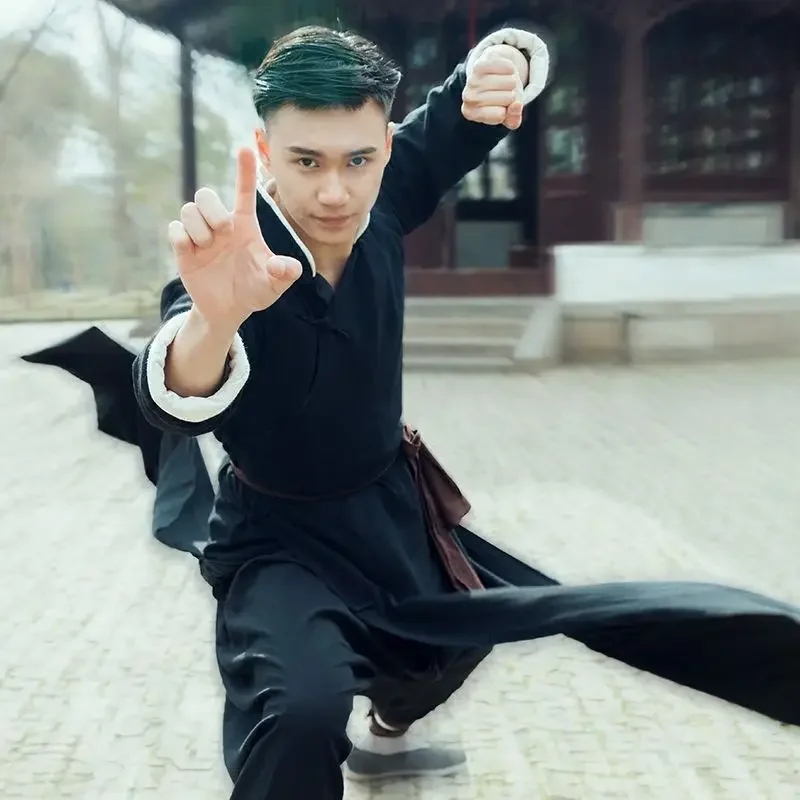 Фото Кунг-фу Ханфу Боевые искусства Вонг Фэй повесить Yip Man Wing Chun Костюм для выступлений Древний костюм Длинная рубашка халат ханьфу №2