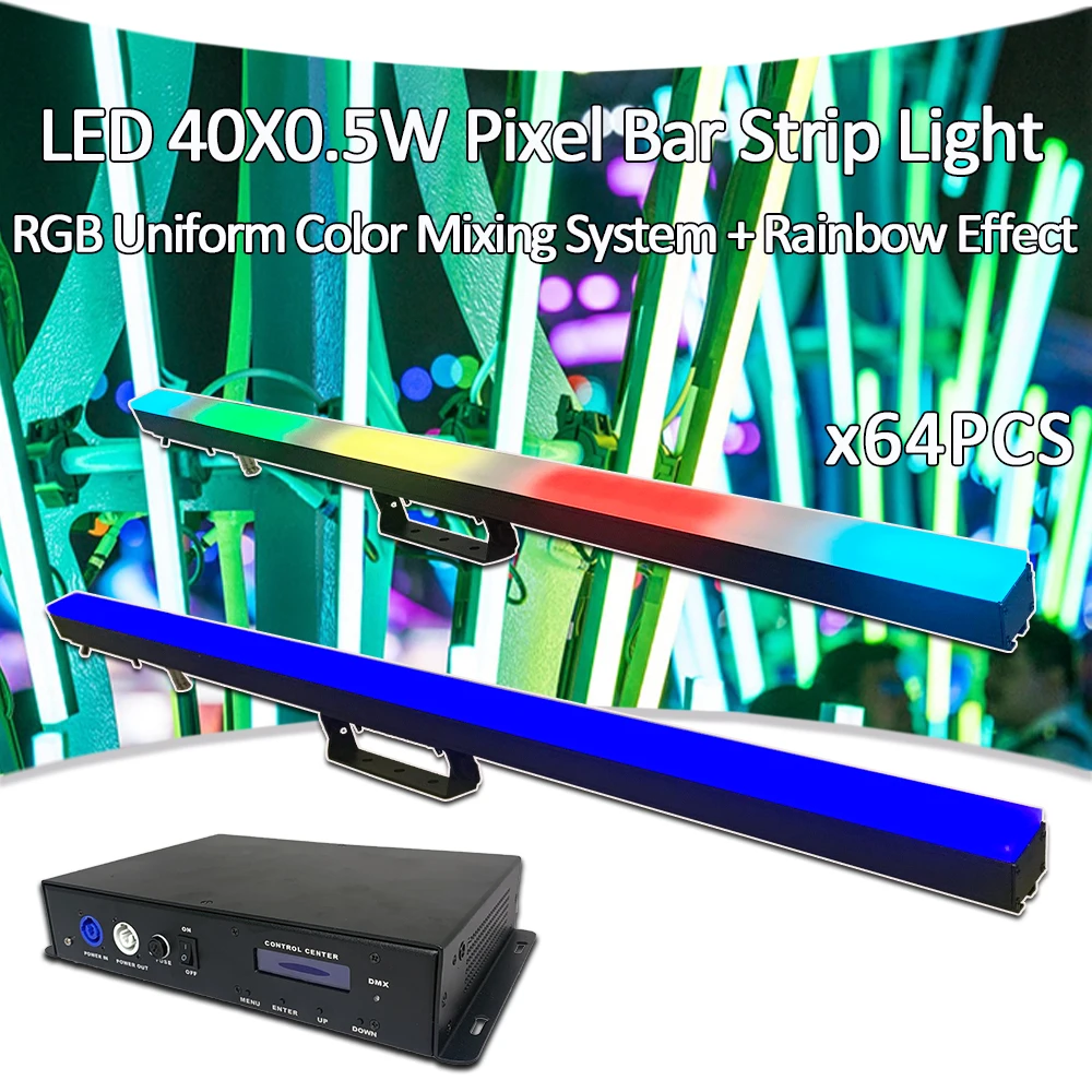 64 шт./лот YUER Pixel 40x0 5 Вт полоса света RGB 3в1 источник декоративный эффект для сцены