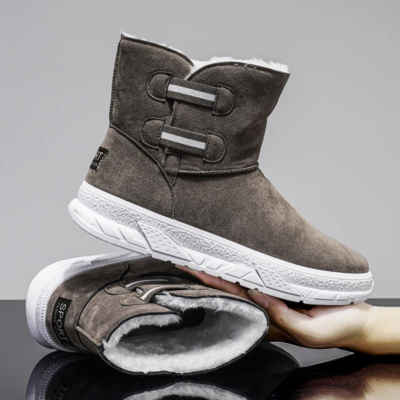 

Men's Cotton Shoes Winter Plush Warmth Casual High-top Shoes Fashion Comfortable Classic Snow Shoes Outdoor Men Slip-on Shoes