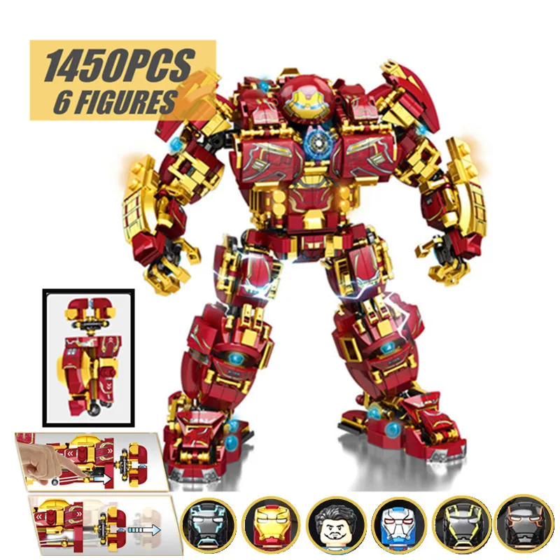 

Disney Hulkbuster Marvel Avengers Ironman Heroes Wars Machine Mecha Armor Robot Figures Building Brick Block Gift Toy Boys Kid
