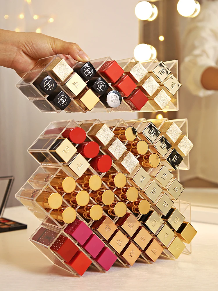 

16 Grids Acrylic Lipstick Storage Holder Makeup Storage Box Bathroom Organizer For Cosmetics Lip Gloss Display Stand Case