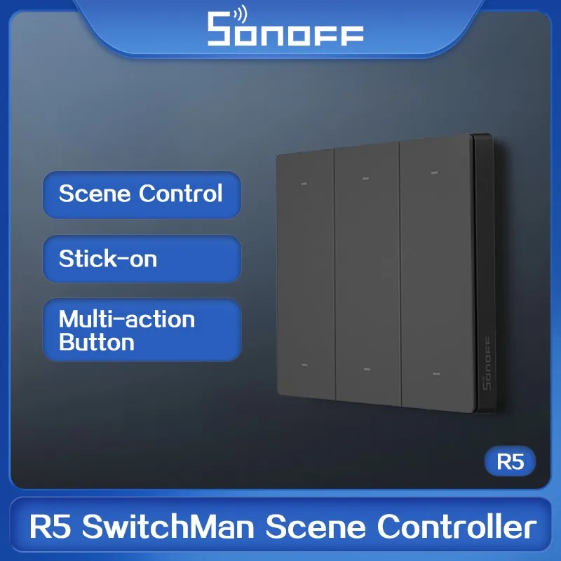 

SONOFF SwitchMan R5 Scene Controller with Battery 6-Key Free-Wiring eWeLink-Remote Control Works SONOFF M5/MINIR3 Smart Home IHS