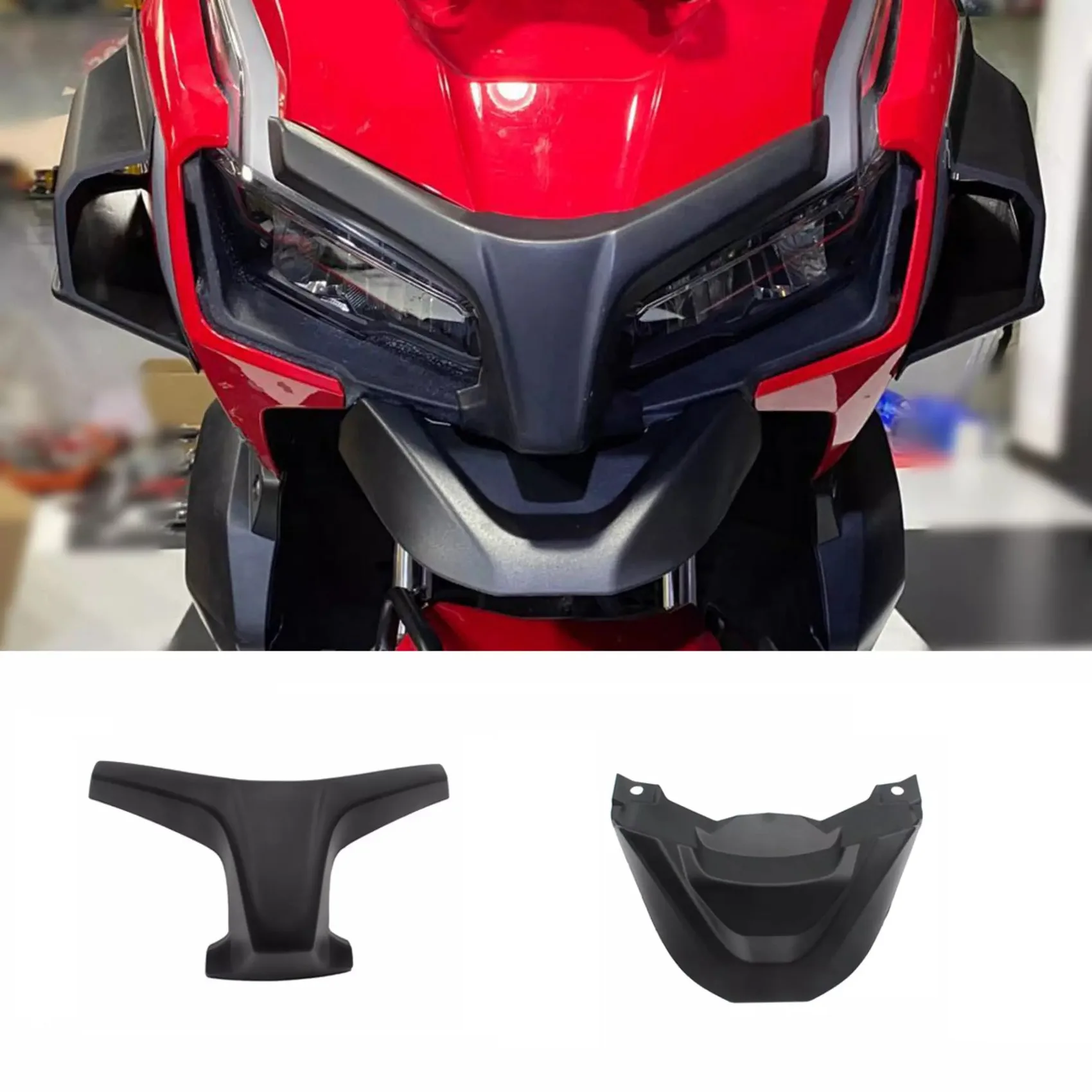 

For Honda ADV 150 Adv150 2019-2021 Front Headlight Panel Front Beak Nose Fairing Extension Cowl Accessories Black 2Pcs