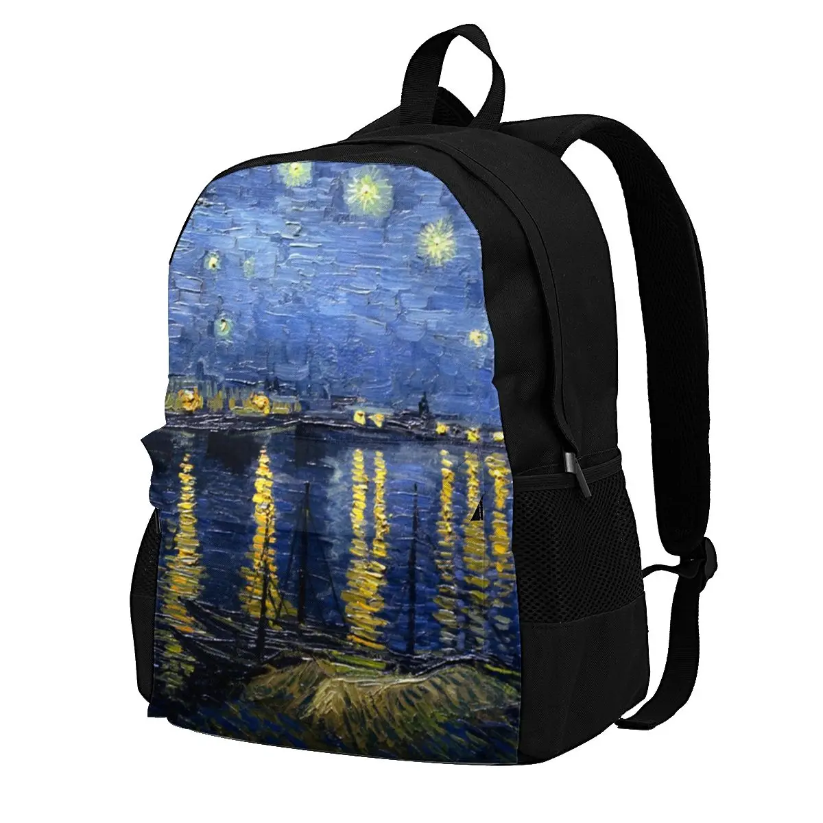 

Starry Night Over The Rhone Backpacks Van Gogh Aesthetic Polyester Primary School Backpack Youth Big Bags