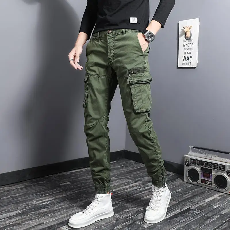 

2022 Autumn Men's Cargo Trousers Army Multiple Pocket Tactical Pants for Men Breathable Work Pants Male Loose Pants Male T201