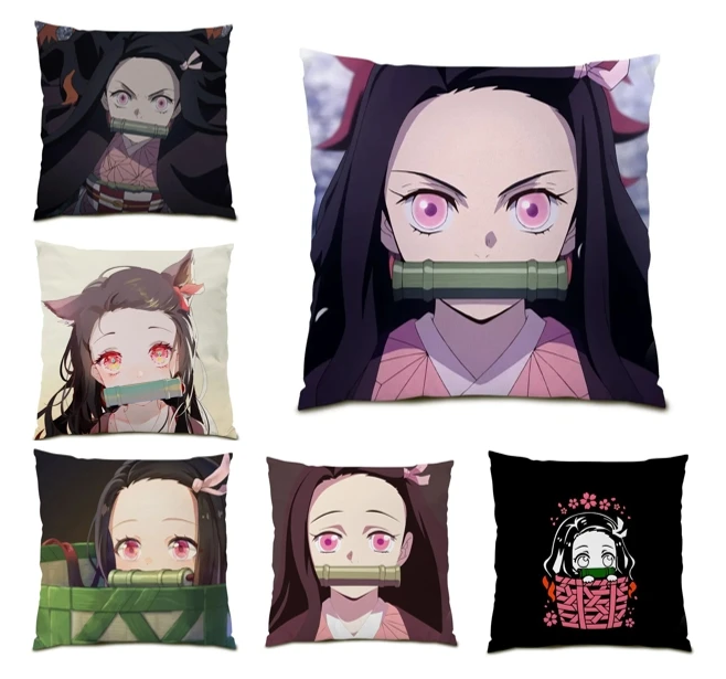 

Kamado Nezuko Pillowcase Demon Slayer Cushion Cover 45x45 Kawaii Anime Girl Pillow Cover Home Decor for Anime Fans Bedroom F0121