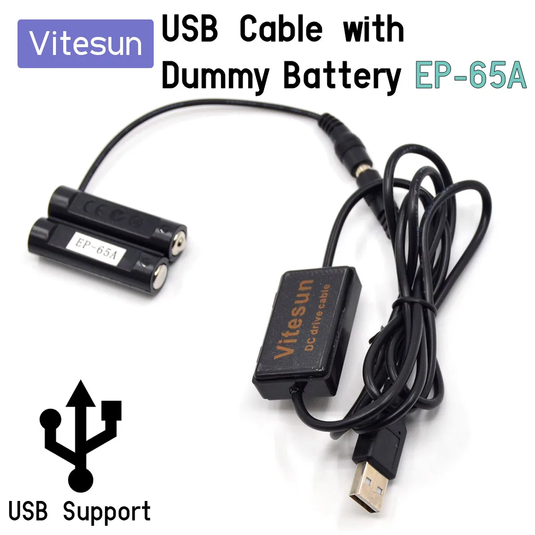 USB-кабель адаптера для внешнего аккумулятора + муляж аккумулятора AA, стандартный EP65A, соединитель постоянного тока для Nikon P60, P50, L18, L16, L15, L14, L12, L11, L6, L5, L3