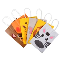 12pcs jungle safari animals lion fox tiger favor candy bags happy birthday party cookies packaging gift boxes baby shower decor