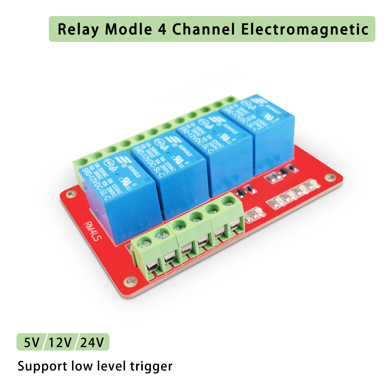 

4 Channel Electromagnetic Relay Module,Low Level Trigger, Bidirectional Terminals, 5V,12V,24V Available,Voltage Relay 220v
