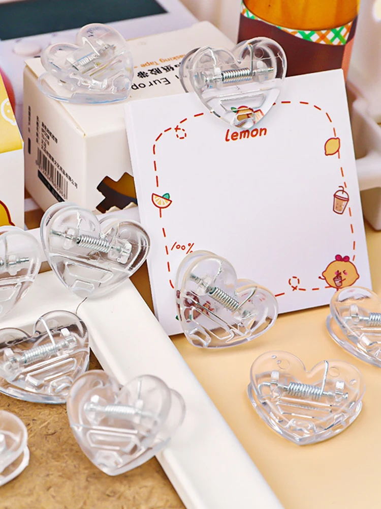 

10pcs Clear Mini Love Heart Plastic Office Supplies Craft Memo Clips DIY Clothes Paper Photo Peg Decoration Clip