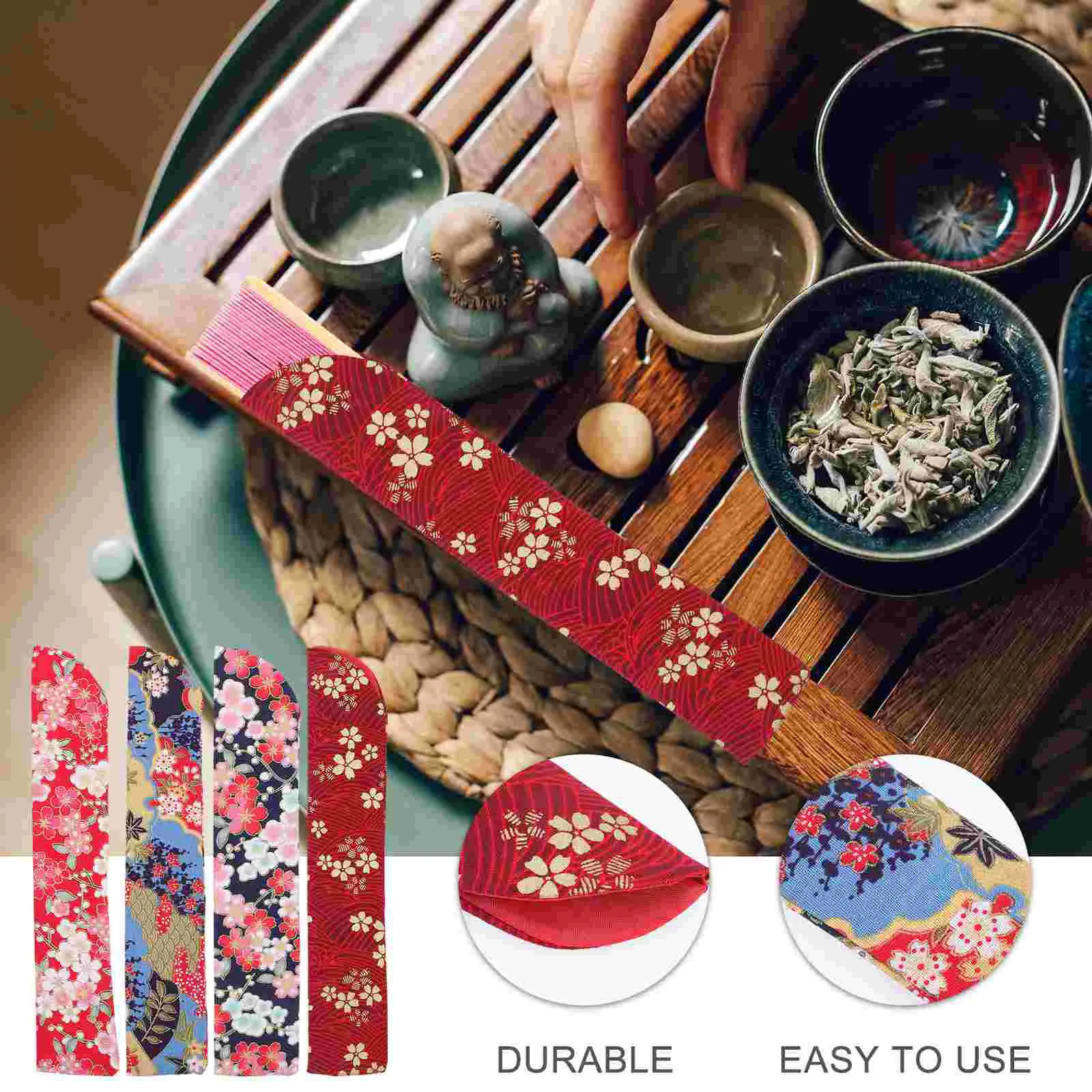 

4 Pcs Fan Bag Hand Chinese Decor Handheld Gift Brocade Chinese Pouch Bride Retro Decor