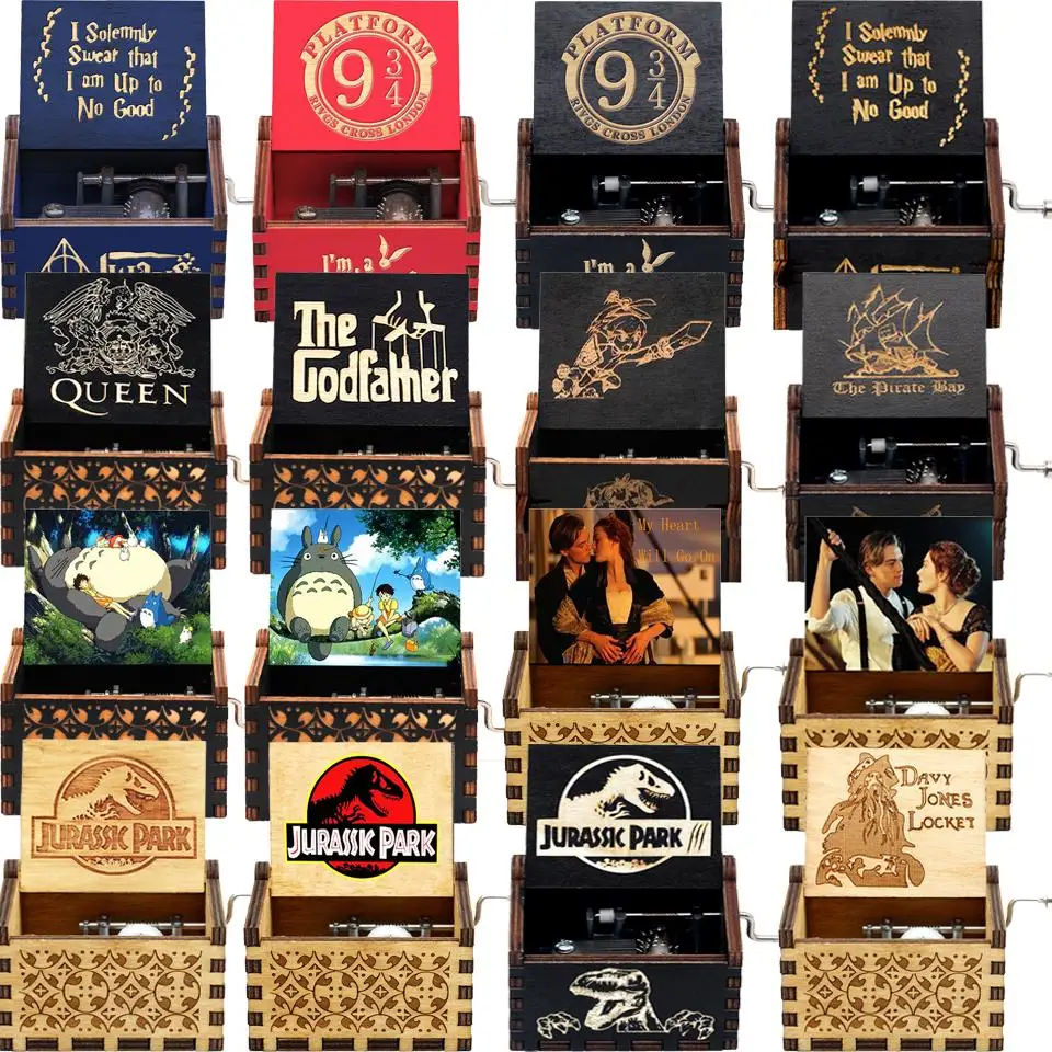 Деревянная резная музыкальная шкатулка ручной работы для домашнего декора тема