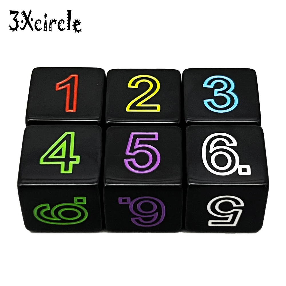 

6pcs Colorful Digital 6 Sided Cube for Poker Card Game Party Kid Toys Board Game Entertainment Supplies