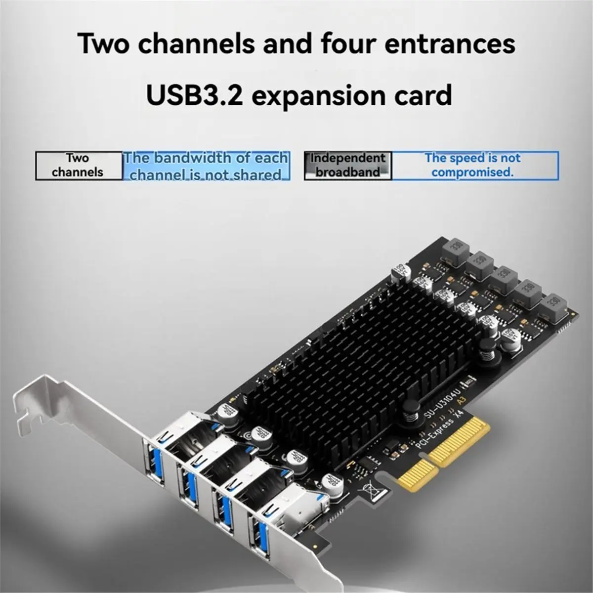 Фото [VALUE PACK] Карта расширения USB PCIe с 4 портами, USB-хаб PCI-E X4 на 4 порта USB3.1, USB 3.2 Gen2 40 Гбит/с для ПК №5