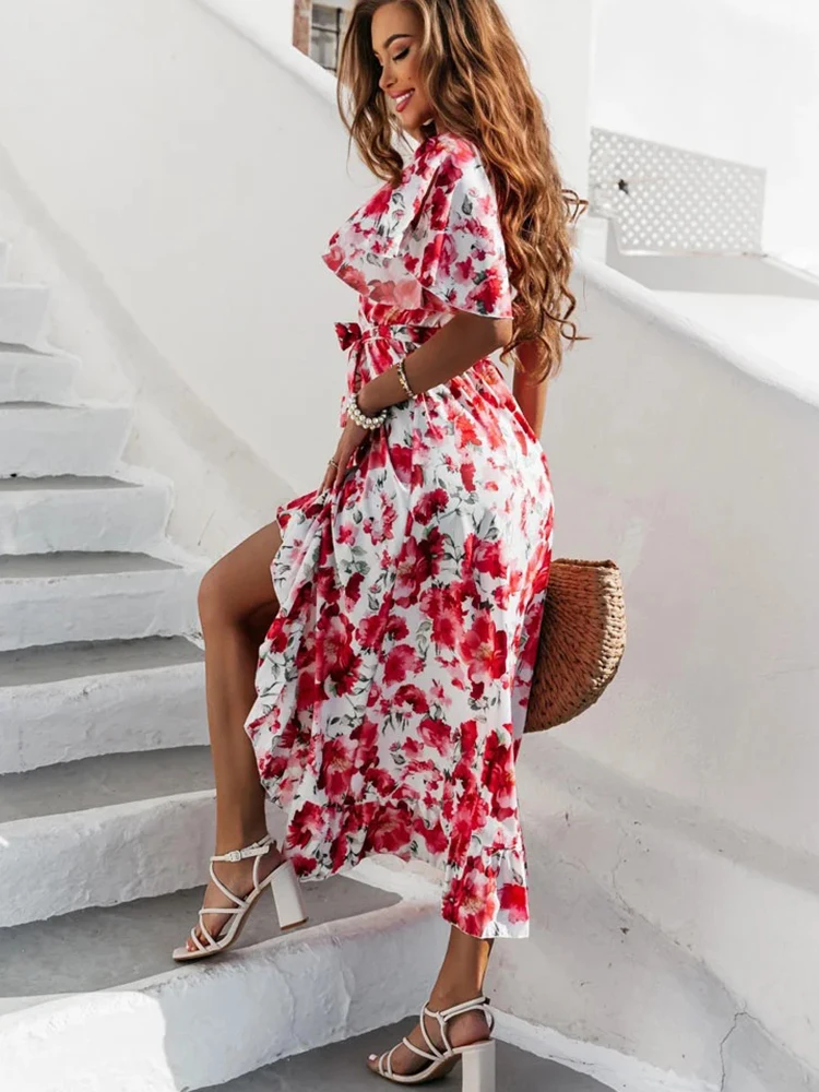 Женское асимметричное платье макси повседневное пляжное в стиле бохо с