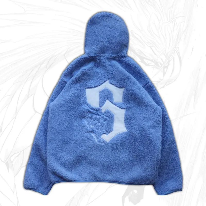 Y2K Emo Harajuku Мужской свитер на молнии Американский стиль High Street Текстурированная