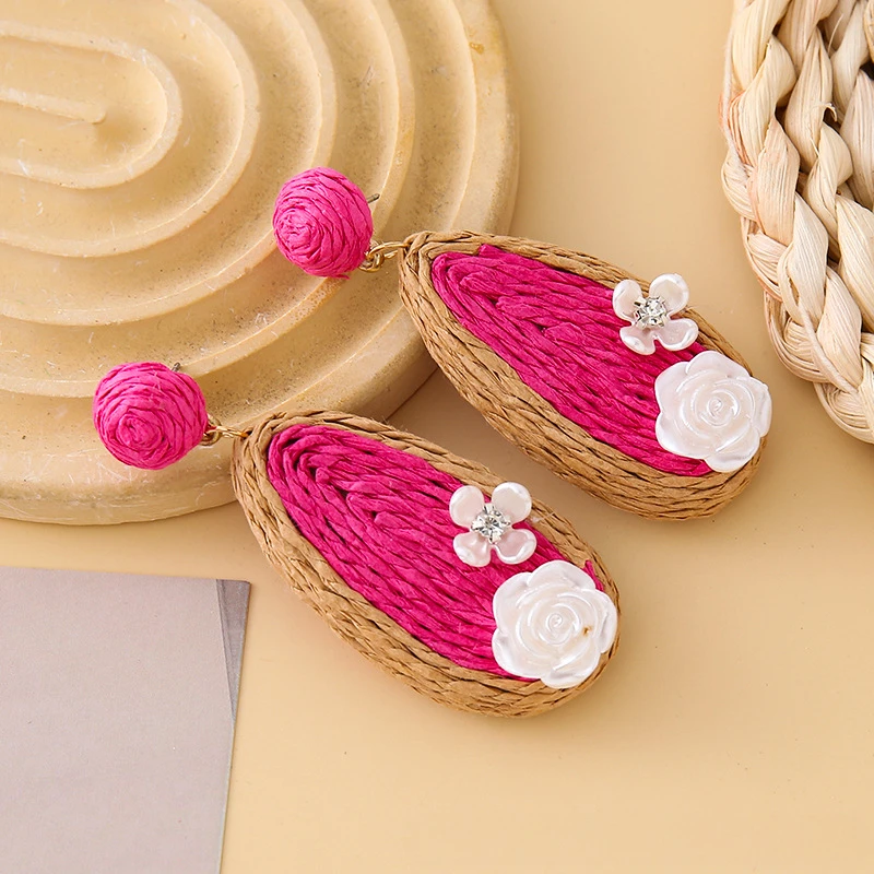 Летние винтажные серьги ручной работы в богемном стиле с лафитовой травой и