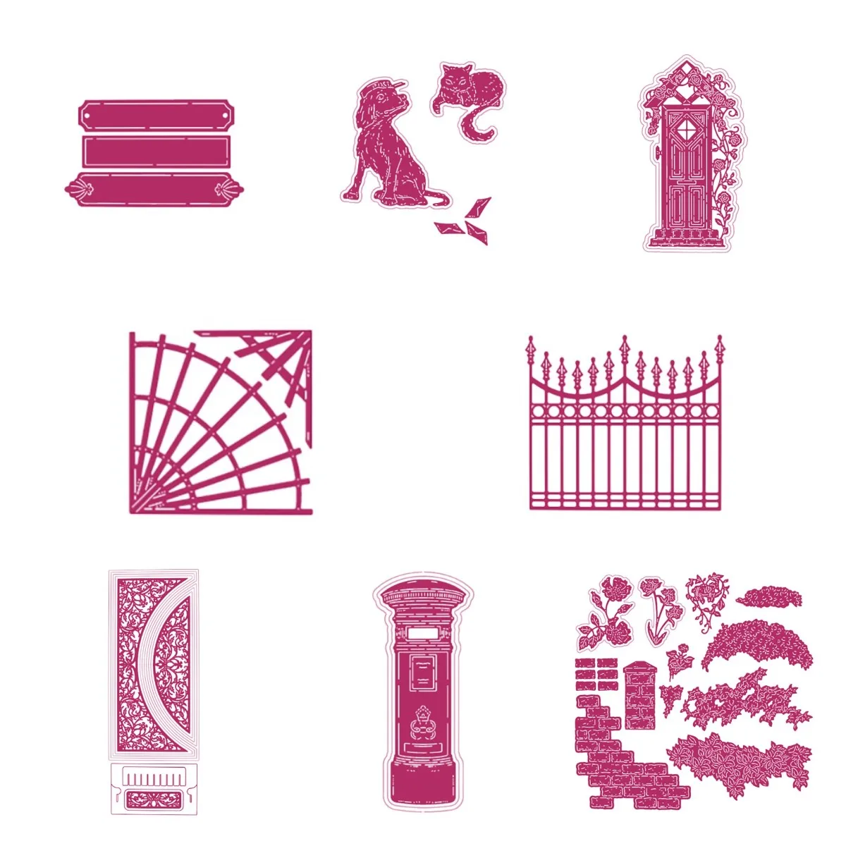 

Beautiful Boundaries Topping Trellis Street Fine Railings Strata Pillar Box Card Shape Cutting Dies Diy Paper Embossing Molds