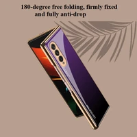 luxury gradient glass case for samsung z fold3 case all inclusive explosion proof cover plating case for galaxy z fold 3 case