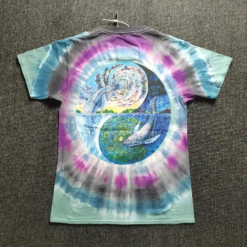 

Diagram High Quality Bagua Tie Dye Fashion T-Shirt 1:1 Heavy Fabric Dolphin Women Top Tee Vintage T Shirt Men Clothing
