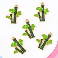 10pcs 2127mm green enamel alloy bamboo accessories diy necklace bracelet key chain pendant charm jewelry making gift wholesale