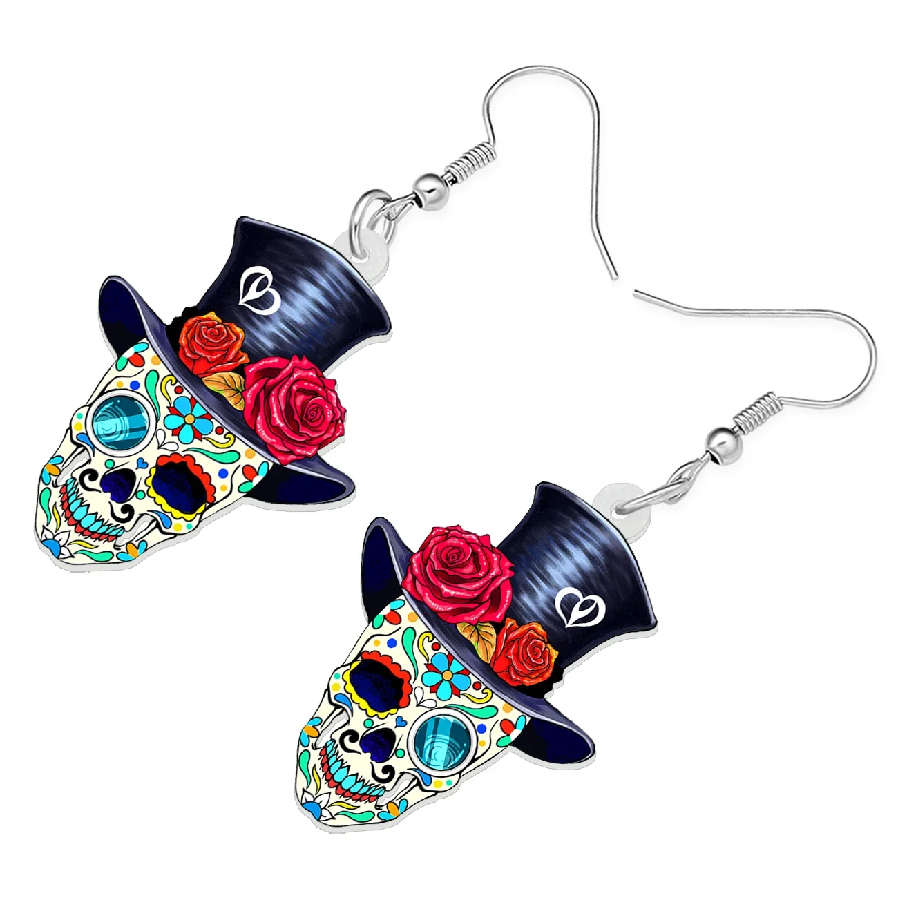 Bonsny акриловые висячие серьги в виде цветка джентльмена сахарного черепа