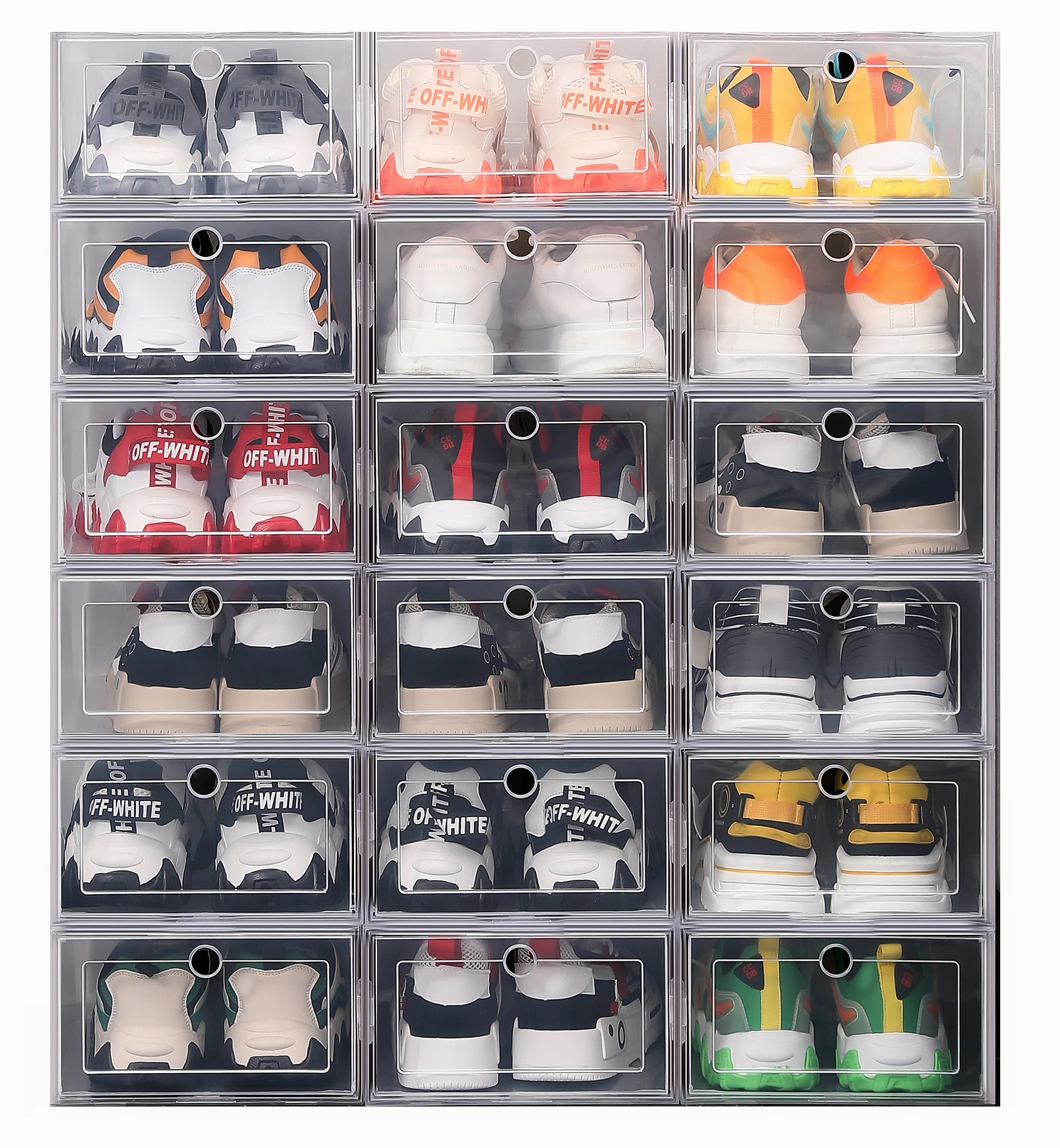 

US Clear 12pcs/set Shoe Box Set Foldable Storage Plastic Transparent Door Home Closet Organizer Case Shelf Stack Display