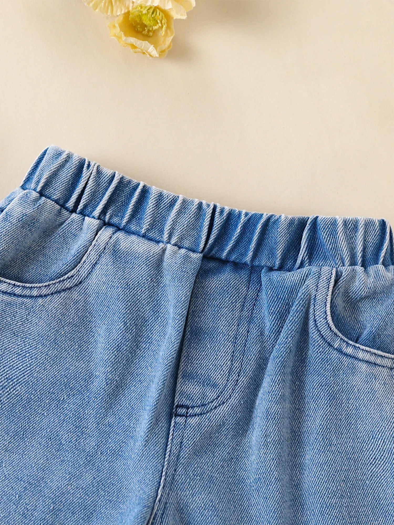

Toddler Baby Girl Summer Clothes Kids Sleeveless Bowknot Vest Tube Top Floral High Waist Flare Pants 2Pcs Outfits (Denim