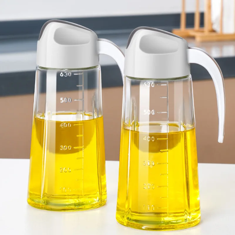 

Automatic Opening Closing Glass Oil Pot Leak Proof Oil Tank Kitchen Supplies Graduated Soy Sauce Bottle Oil Vinegar Dispenser