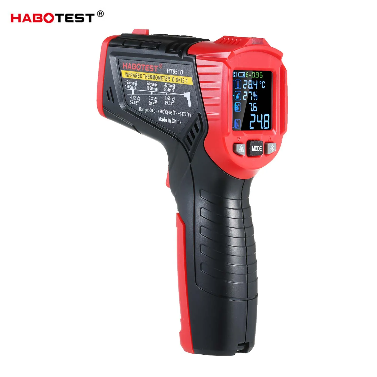 

Бесконтактный инфракрасный термометр HABOTEST, от-58 до 1472 ℉, точный высокотемпературный термометр, измеритель влажности, точки росы, температуры