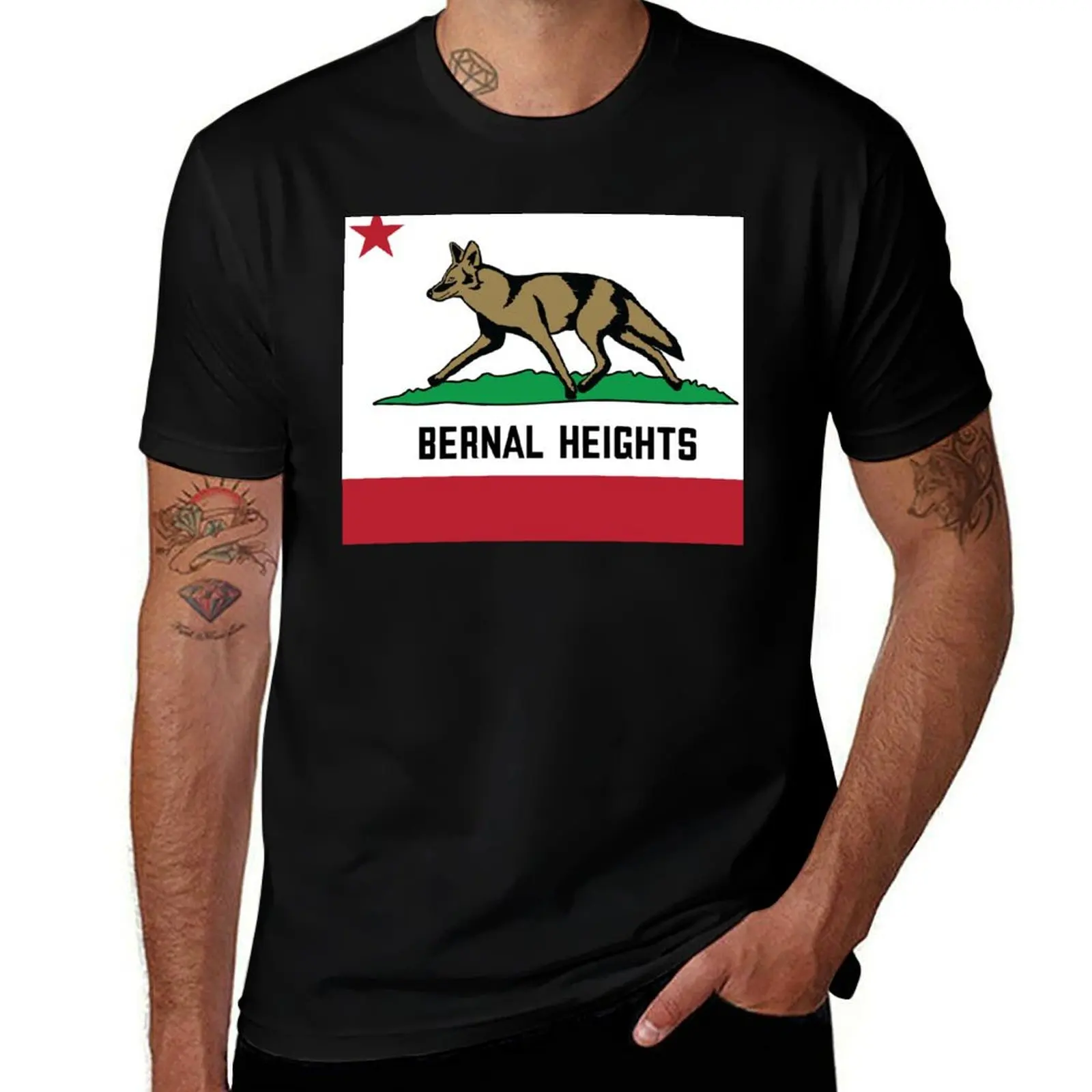 Фото Футболка Bernal Heights Coyote San Francisco California, хлопковая футболка, комплект футболок №1