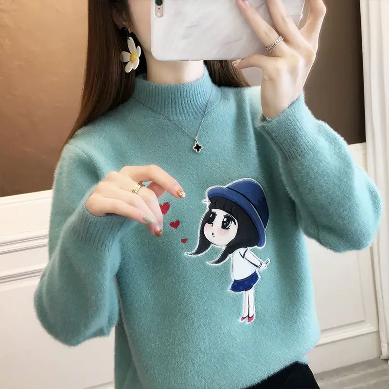 Hikigawa шикарный модный корейский мультфильм девушки норковые свитера Осень Зима