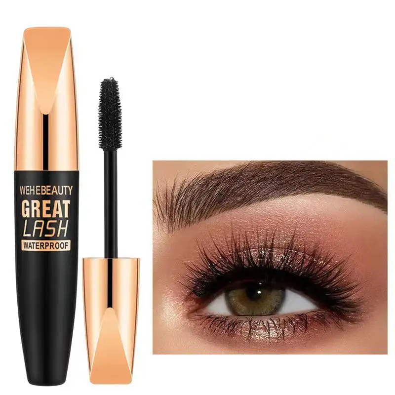 

Sweatproof Mascara Black Waterproof Smudge Proof Eye Cosmetics Easy to Apply Makeup Thick Curling Eyelash Portable 4D Mascara