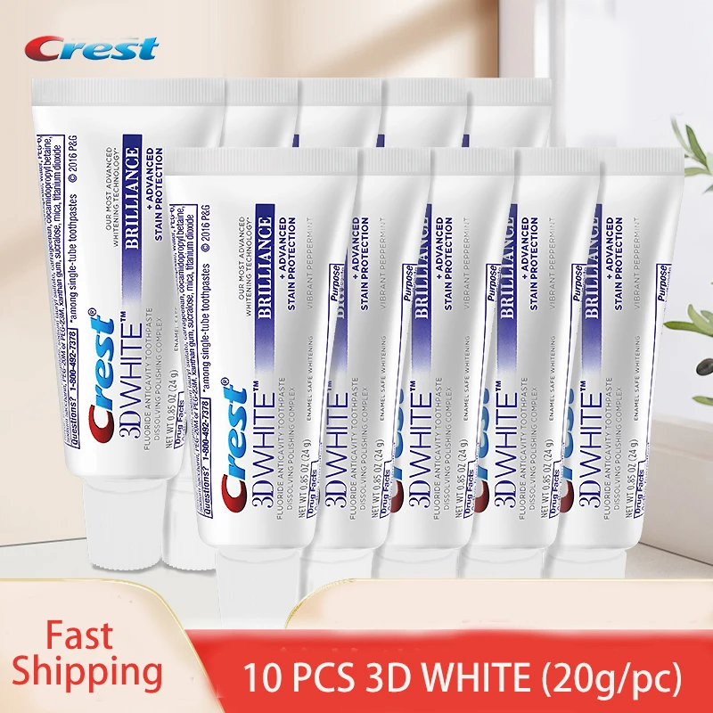 10 Pieces Crest 3D White Brilliance Toothpastes Tooth Paste Oral Hygiene Teeth Whitening Gum Care dissolving polishing 20g