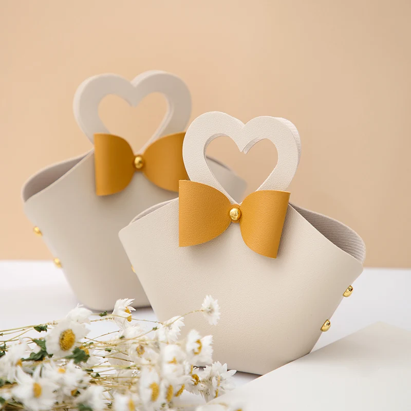 Hearts And Round Handles Lady Bags Baby Shower Favors Packaging Gift Boxes Party Supplies